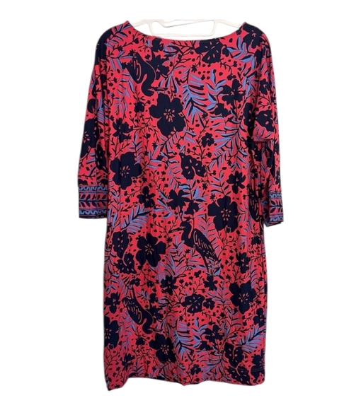 Lilly Pulitzer Chilly Lilly Braedyn SPF 50 Floral Red and Blue Dress Medium EUC - Picture 2 of 6